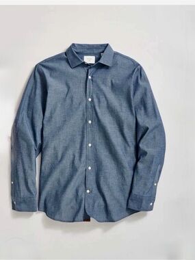 BILLY REID COTTON CHAMBRAY HOLT DRESS SHIRT WITH SPREAD COLLAR -NECK SIZE 17.5